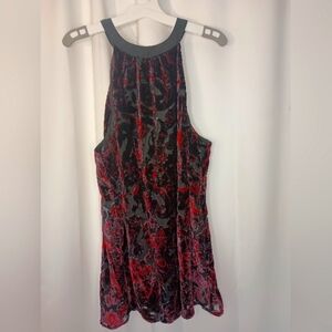Torrid Velvet Burnout High Neck Sleeveless Top 1X Whimsigoth Dark Fairy Romance